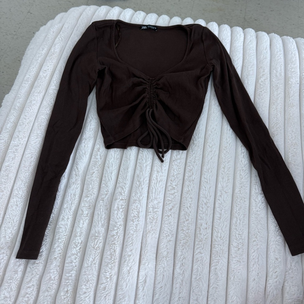ZARA CROPPED BROWN LONG SLEEVE